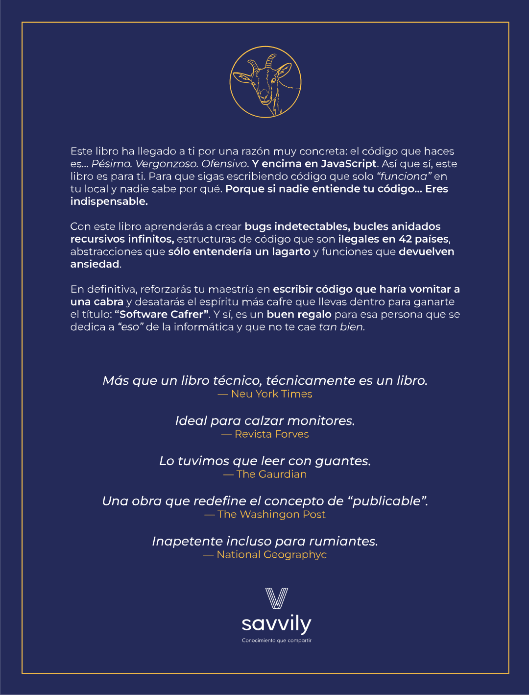 Contraportada de Software Cafrers